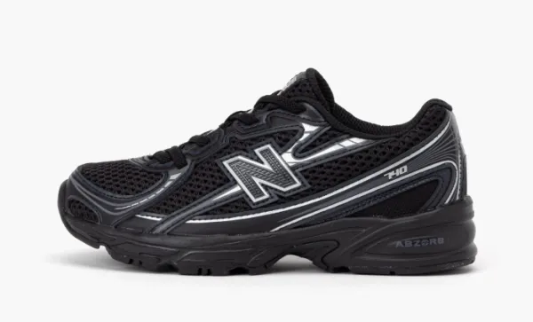 New Balance 740 Bungee Lace PS Black Grey Silver