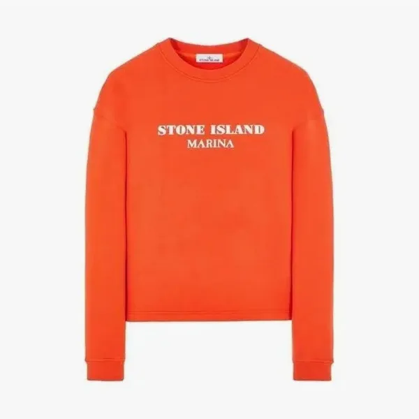 Stone Island Marina Cotton Fleece Crewneck Sweatshirt Lobster Red