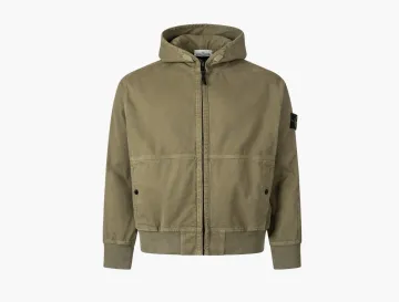 Stone Island Zip-Up Hooded Jacket Military Green