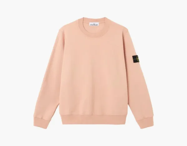 Stone Island Organic Cotton Fleece Crewneck Sweatshirt Plaster Pink