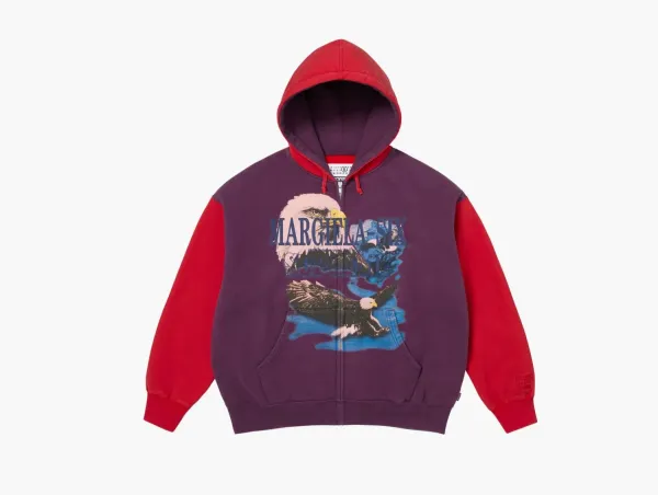Supreme x MM6 Maison Margiela Eagle Zip Up Hooded Sweatshirt Purple