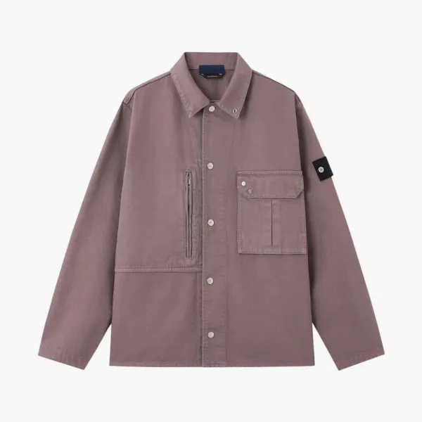 Stone Island Light Bull Denim-TC Overshirt Purple Grey