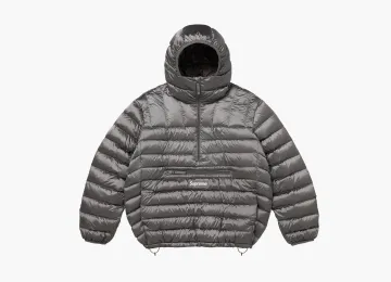 Supreme Micro Down Half Zip Hooded Pullover Silver