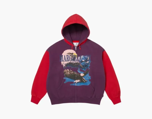 Supreme x MM6 Maison Margiela Eagle Zip Up Hooded Sweatshirt Purple
