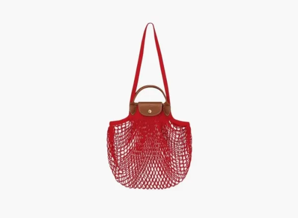 Longchamp Le Pliage Filet Top Handle Bag  Red