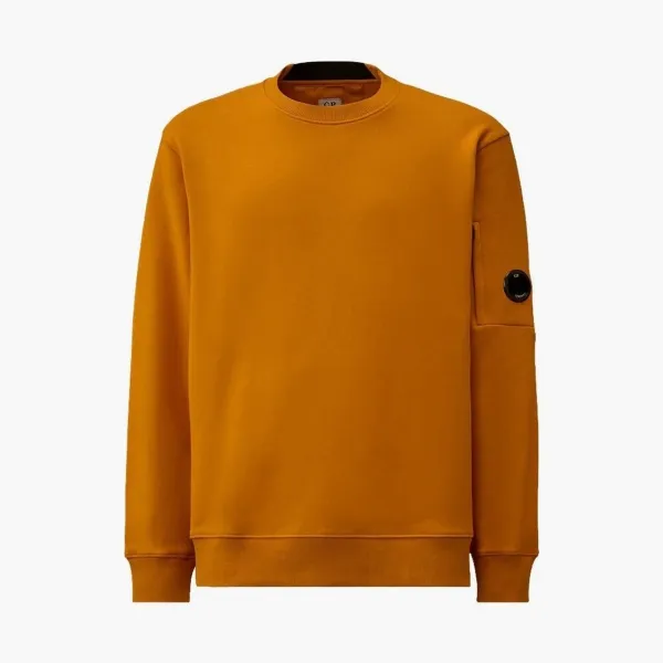 C.P. Company Diagonal Raised Fleece Crewneck Lens Sweatshirt Desert Sun - Orange