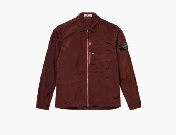Stone Island Nylon Metal In Econyl Overshirt with Pocket and Two-Way Zip Red