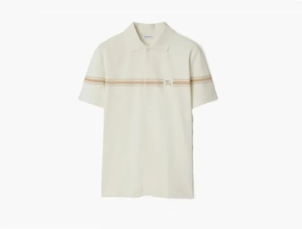 Burberry Striped Cotton Polo Shirt  Ice