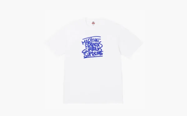 Supreme Marithé François Girbaud Collaboration T Shirts Unisex White Blue Print