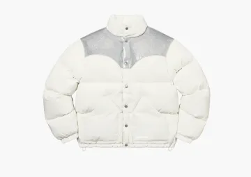 Supreme Glitter Yoke Down Puffer Jacket White