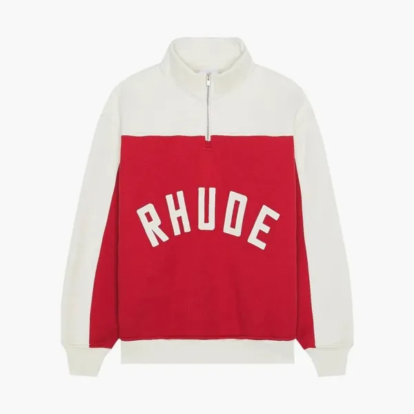 RHUDE Contrast Quarter Zip Varsity Red / Cream