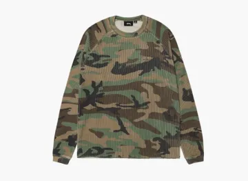 Stussy Raglan Thermal Long-Sleeve Crew Woodland Camo 