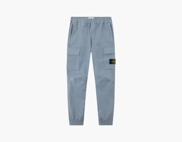 Stone Island Stretch Organic Cotton Twill Cargo Trousers Avio Blue