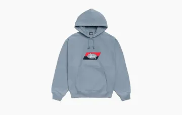 Stussy Double Stripe Embroidered Hoodie Slate Blue
