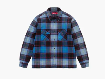 Supreme Quilted Plaid Shirt Blue