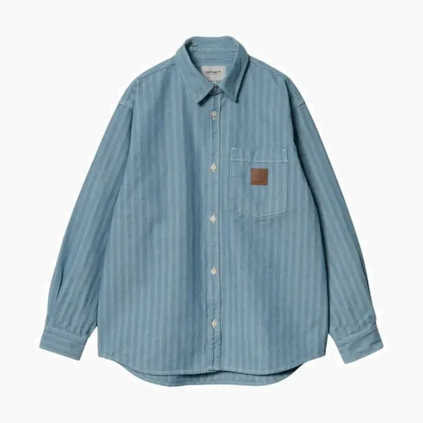 Carhartt WIP Herringbone Stripe Shirt Light Blue