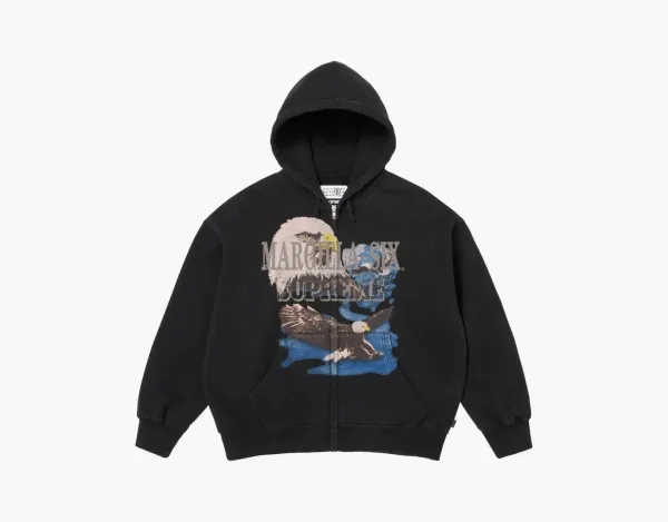 Supreme x MM6 Maison Margiela Eagle Zip Up Hooded Sweatshirt Black