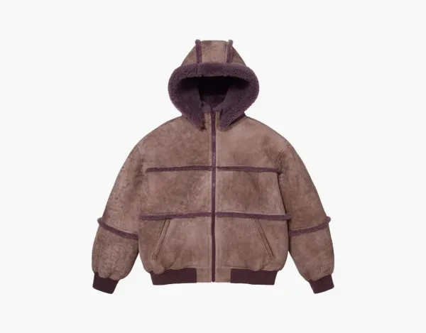 Supreme x MM6 Maison Margiela Hooded Shearling Bomber Jacket Purple