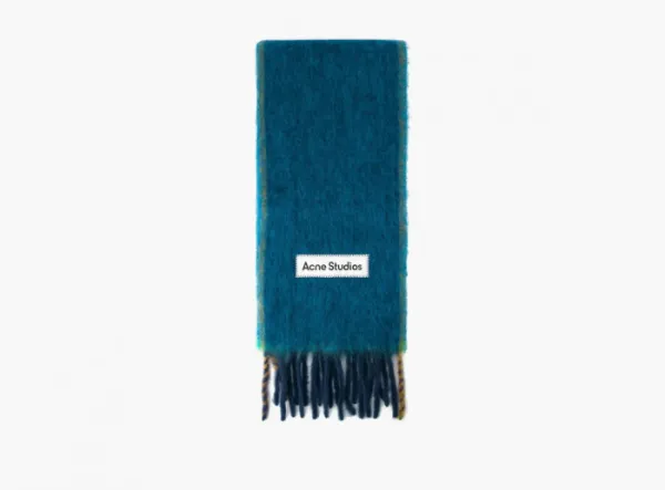 Acne Studios Wool Mohair Scarf Turquiose Blue