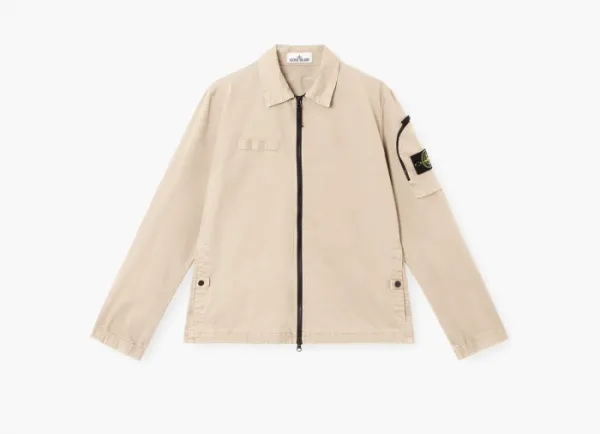 Stone Island Overshirt with Zip Fastening Desert