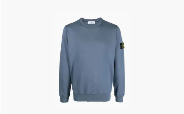 Stone Island Logo Garment-Dyed Sweatshirt Blue