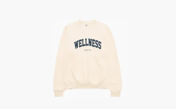 Sporty & Rich Slogan Printed Crewneck Sweatshirt Cream