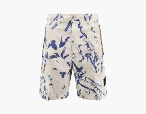 Stone Island Scan Camo Cargo Shorts Beige