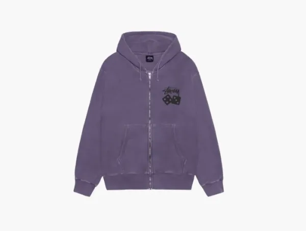 Stussy Dice Zip Hoodie Pigment Dyed Grape