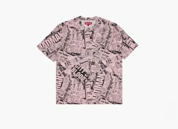 Supreme Newspaper Short-Sleeve Top Pink