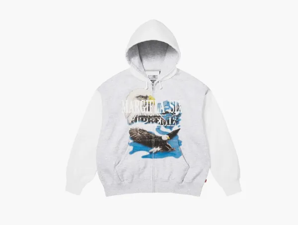 Supreme x MM6 Maison Margiela Eagle Zip Up Hooded Sweatshirt Ash Grey