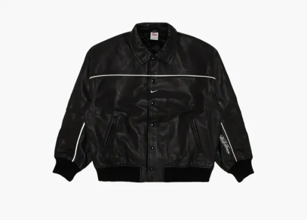 Supreme x Nike Leather Varsity Jacket Black