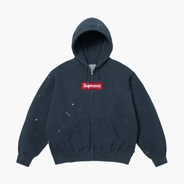 Supreme x MM6 Maison Margiela Box Zip Up Hooded Sweatshirt Navy