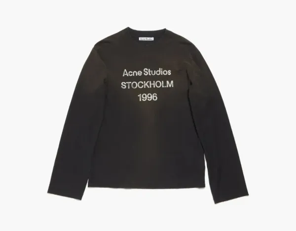 Acne Studios Logo L/S T-shirt Relaxed Fit Faded Black