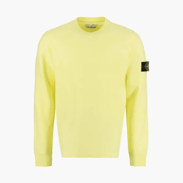 Stone Island Brushed Cotton Canvas Crewneck Sweatshirt Yellow