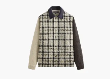 Kith Mixed Tweed Boxy Collared Overshirt Sandrift