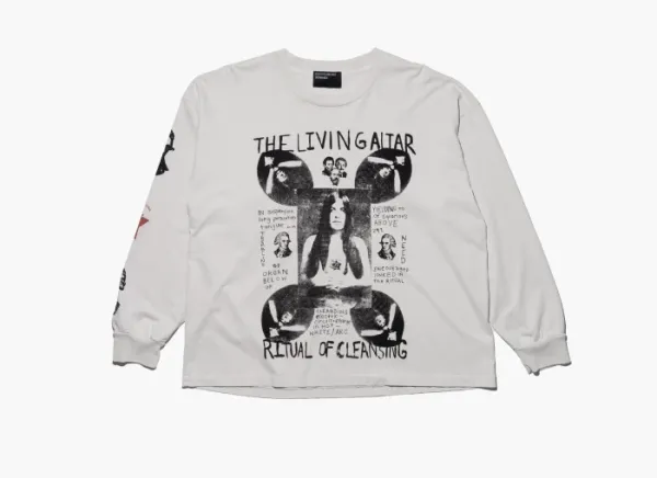 Enfants Riches Déprimés Living Altar Long-Sleeve T-Shirt Faded White