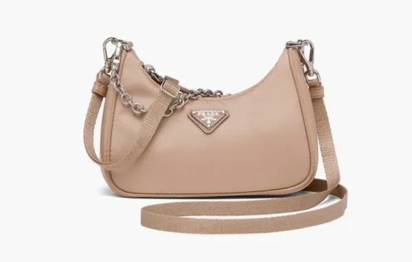 Prada Re-Edition Nylon Mini Shoulder Bag Cameo Beige