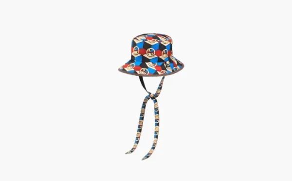 GUCCI X The North Face Exclusive Self Tie Nylon Hat Red, Blue, Black Print