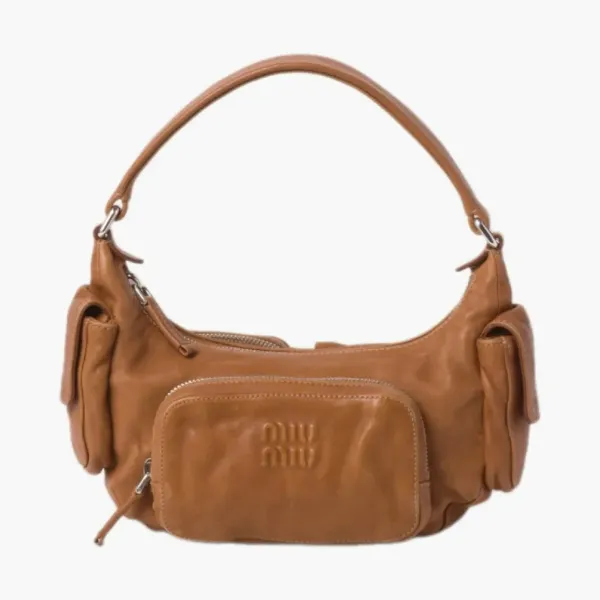 Miu Miu Pocket Nappa Leather Bag Caramel