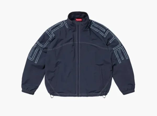 Supreme Spellout Embroidered Track Jacket  Navy