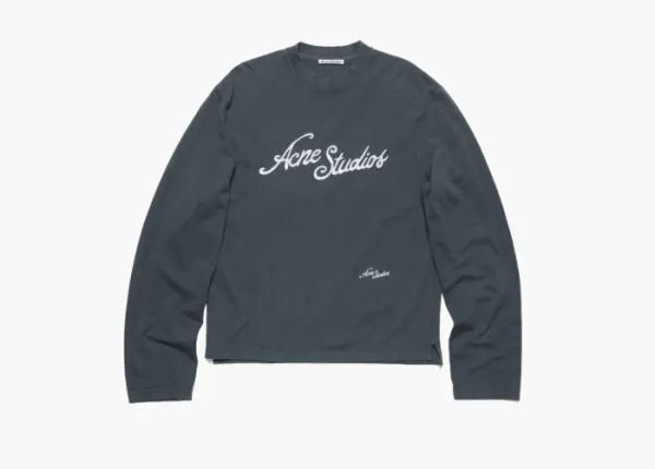 Acne Studios Relaxed Fit Logo T-Shirt Faded Grey