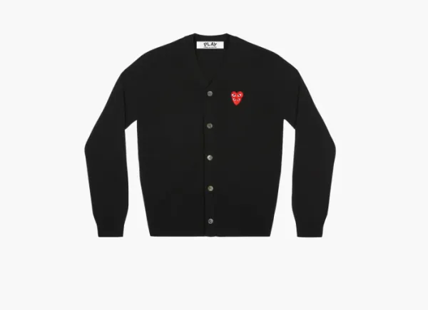 COMME des GARCONS PLAY Cardigan Red Emblem Black