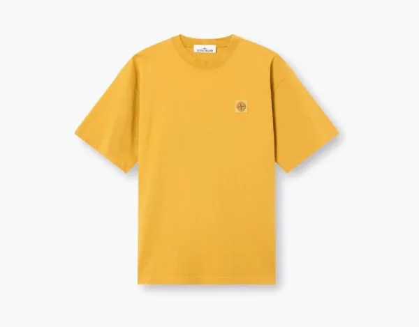 Stone Island Combed Organic Cotton Jersey Mostaza