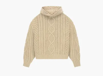 Fear of God Essentials Cable Knit Hoodie Gold Heather