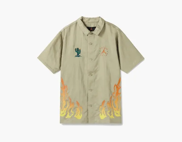 Jordan x Travis Scott Cactus Jack Flame Shirt Khaki