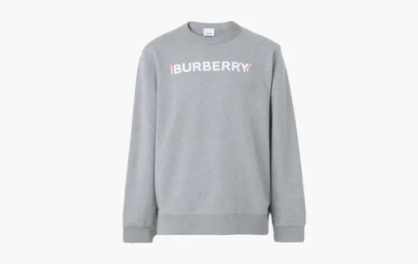 Burberry Logo Print Cotton Sweatshirt Pale Grey Melange
