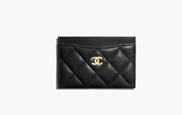 Chanel СС Logo Sheepskin Leather Cardholder Black