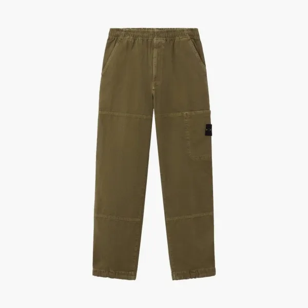Stone Island Organic Panama Cotton Loose Fit Cargo Trousers Military Green