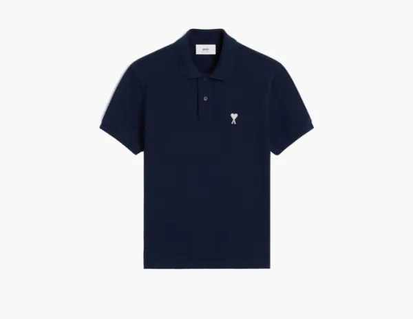 Ami Paris Cotton Polo Shirt Night Blue