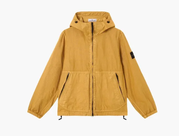 Stone Island Organic-Look Nylon Panama-TC Hooded Jacket Mustard